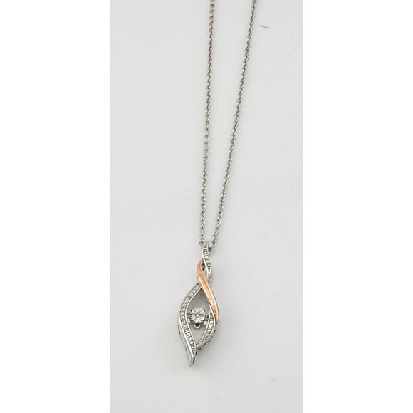 Beautiful Twisted 10kt Rose Gold & Sterling Silver Diamond Necklace - Picture 5 of 12